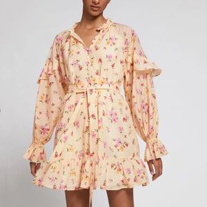 &Other Stories Relaxed Frill Detail Voluminous Dress XS Floral Cottagecore